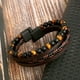 thumbnail image 4 of 1pc Fashion Layered Handmade Braided Leather Bracelet, Tiger Eyestone Beaded Bracelet Characteristic Punk Bracelet Accessory, 4 of 5