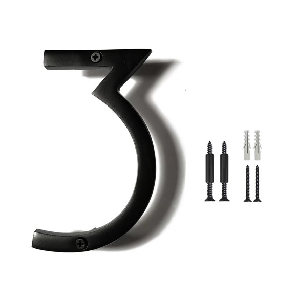 Número de casa NACH 6" de aluminio negro con herrajes