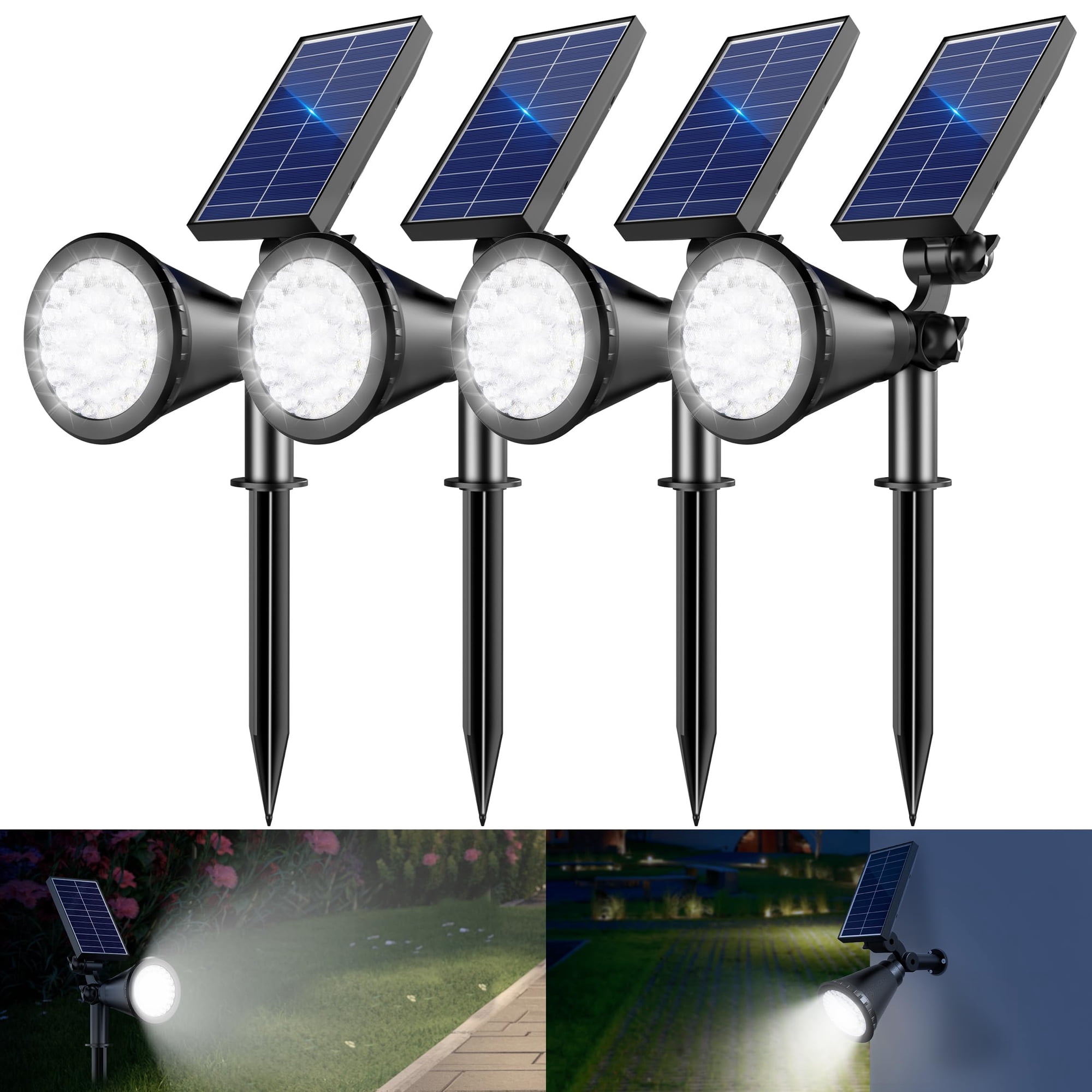 Focos Solares Apomao, 36 Led, 1000 Lm, Impermeables, Paquete De 4