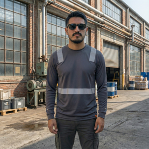 T-World - Polera Híbrida Reflectante Manga Larga Upf50+ Antibacterial Gris