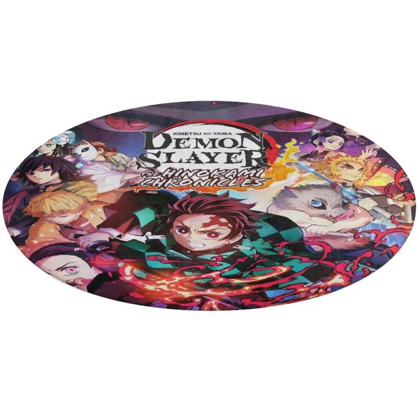 Asesino de Demonios Alfombra Redonda de Felpa Coral, Antideslizante, No Desprende Pelusas, Lavable y Duradera para Salón, Dormitorio y Habitación de Niños 60cm