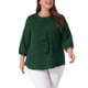 thumbnail image 1 of Agnes Orinda Blusa de Chifón con Volantes y Lazo en el Cuello Redondo para Mujer de Talla Grande para Escuela, Universidad o Trabajo 1X Verde, 1 of 6