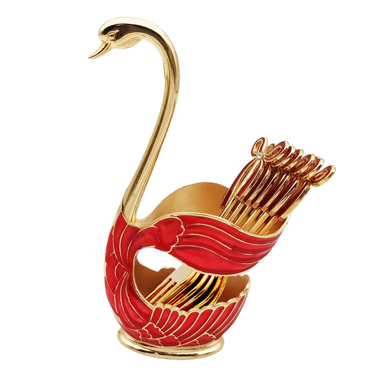 Magideal - De Cubiertos Almacenamiento Cubiertos Caddy Postre Tenedores Estante Cisne Vajilla Soporte Base Para Pequeña Sala De Cocina Banquetes Cumpleaños , Rojo