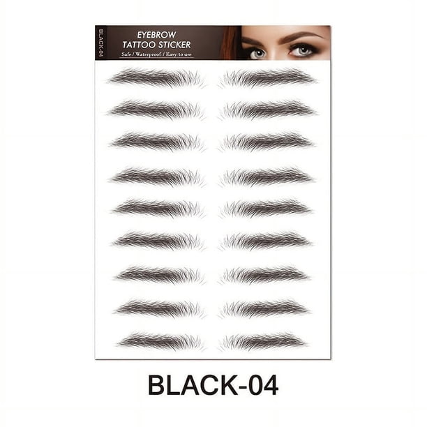 1 sheet Long-Lasting 6D Hair-Like Eyebrow Tattoo Stickers - Waterproof Black and Brown Eyebrow Makeup Stickers