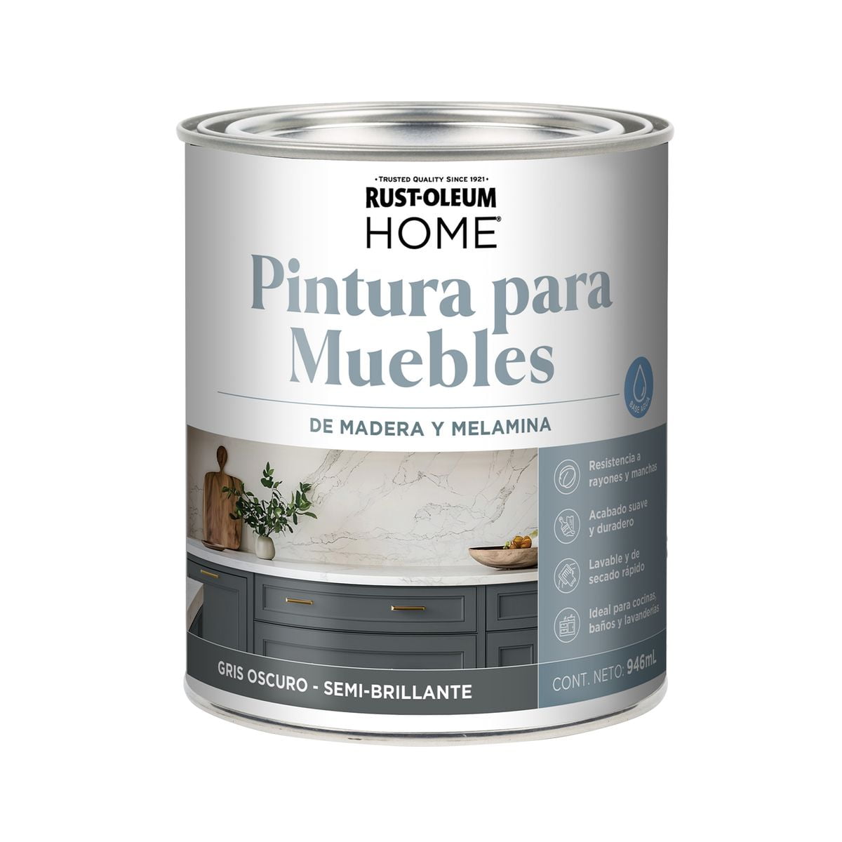 Rust-oleum - Pintura Para Muebles Gris Oscuro Semi Brillante 946 Ml