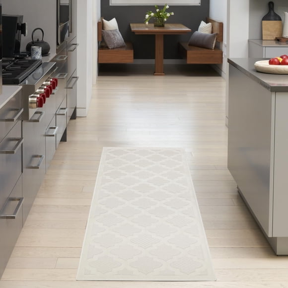 Alfombra Nourison Home Easy Care Marfil 61 x 183 cm sin desprender fibras