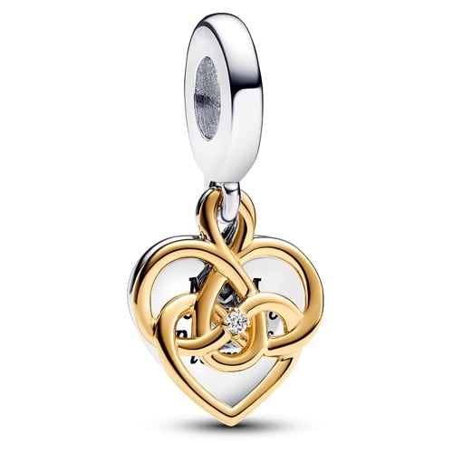 Double Dangle Charm Pandora Con Lab-Grown Diamond Engravable Mum