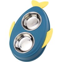 Defensor Forever - Plato Doble Para Gatos De Acero Inoxidable Azul