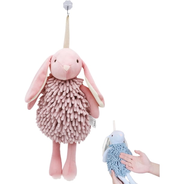 Toalla mano bolita felpa conejito dibujos secado rápido microfibra rosa Pascua