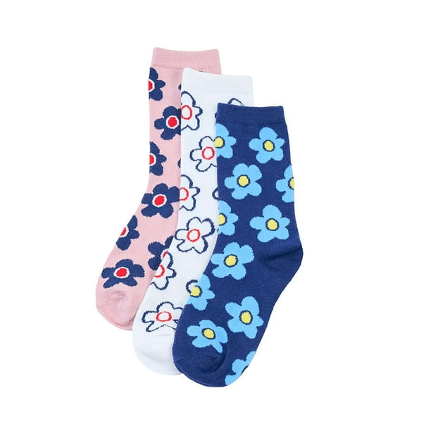 Calcetines Mujer Tripack Largos Mix Flores Azul Corona