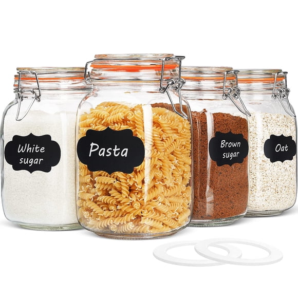 Frascos De Vidrio De 1500 Ml Con Tapas Herméticas Y Boca Ancha Paquete De 4