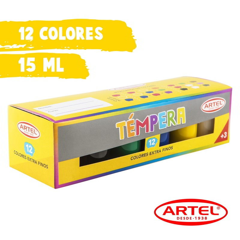 Artel - Temperas 12 Colores + 2 Blancos 15 Ml