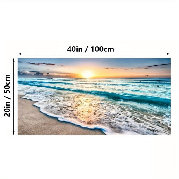 1pc Beach Canvas Wall Art For Living Room Bedroom Home Decorations Sunrise Blue Ocean Sea Beach Pictures Art Decor Modern Seascape Waves Landscape Canvas Prints Artwork Frameless 19*39in