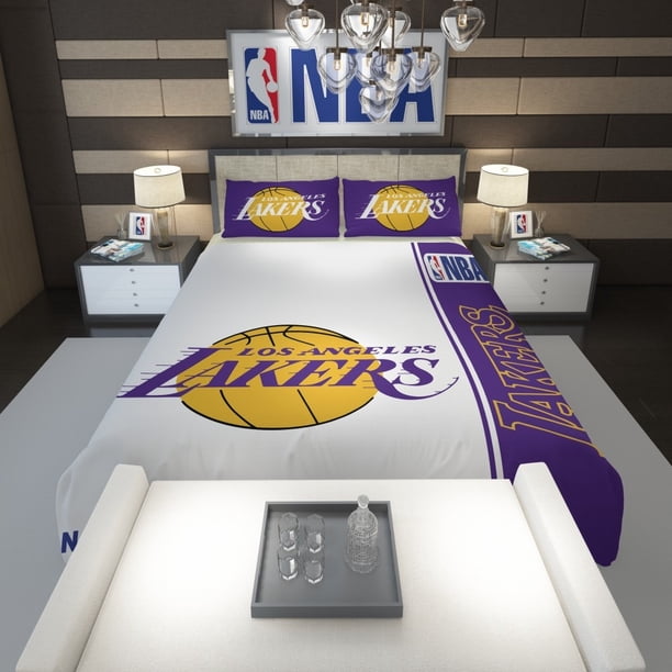 Los Angeles Lakers NBA Basketball Quilt Duvet Cover Set Kids Pillowcase3-Piece Bedding Set
