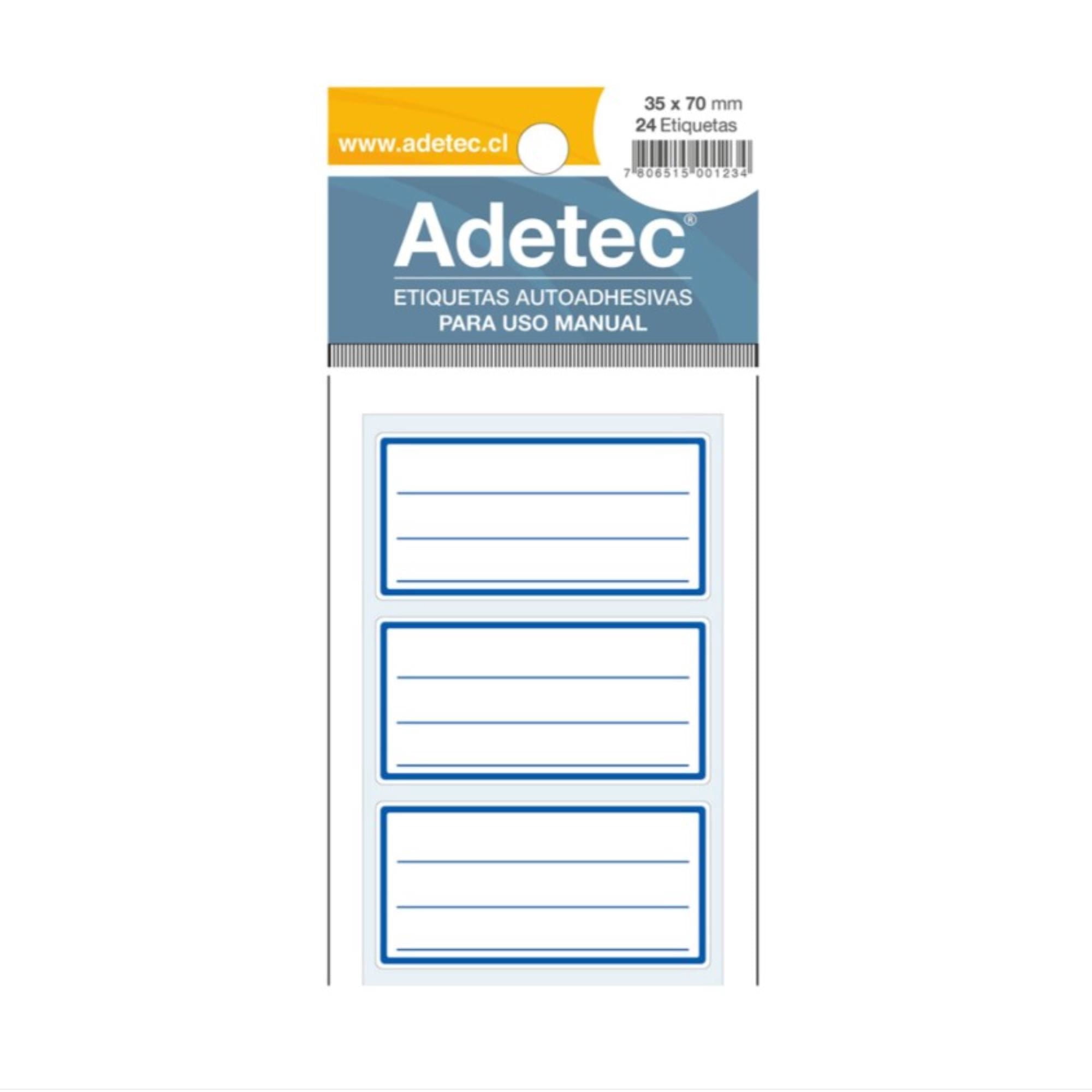 Etiqueta Escolar Línea Azul 35x70 Mm 1 Un Adetec