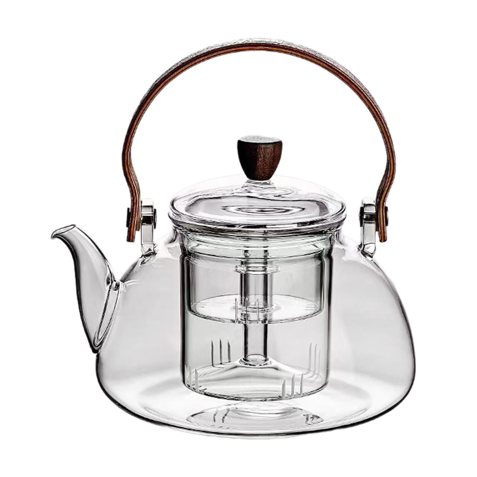 Magideal - Tetera De Vidrio Para Hacer Té De Hojas Sueltas, 1l, Té De Flores Florecientes, Senderismo Transparente Con Infusor Extraíble, Tetera De Hojas Sueltas