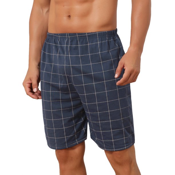 INSPIRE CHIC Pantalones de Pijama para Hombre con Cintura Elástica Suave a Cuadros 34 Azul Oscuro