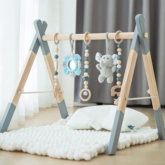 Baby Play Gym Avrsol de madera plegable con 6 juguetes