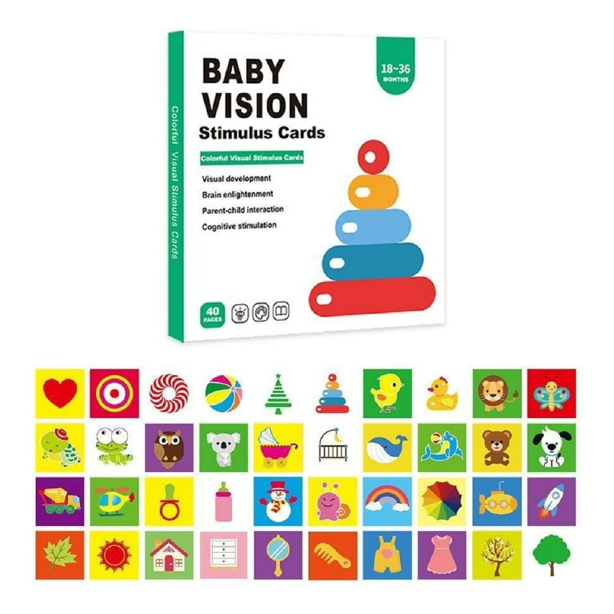 Genérico - Set De 6 Tarjetas Estimulación Visual Bebé 18-36 Meses Jhn