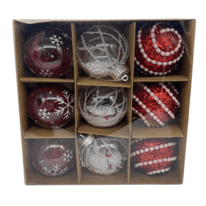 Genérico - Set 9 Esferas Navideñas Bambalinas Decoracion 8Cm Navidad 2025