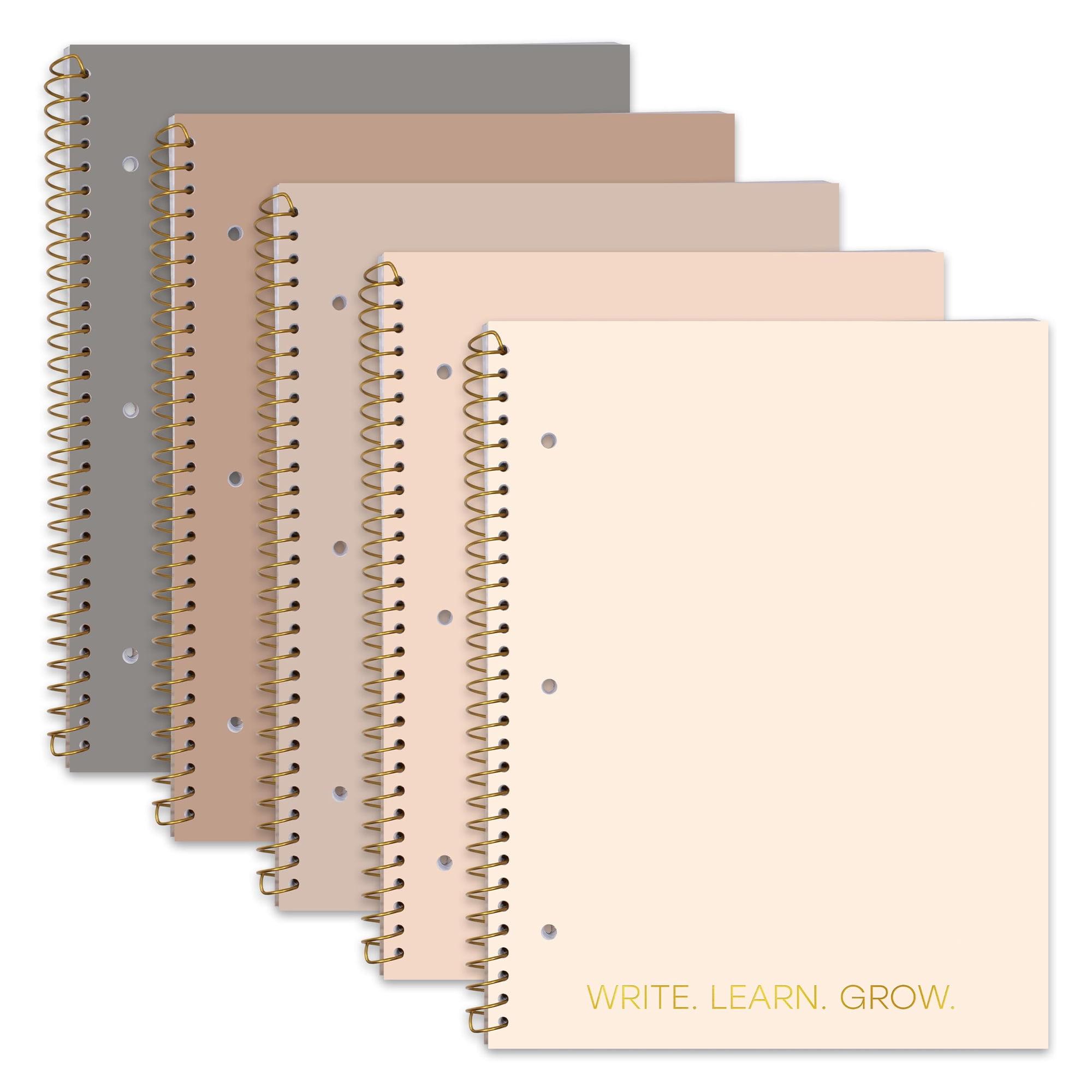 Decorably - Cuadernos En Espiral Decorables, Paquete De 5, 140 Páginas, Con Rayas Universitarias