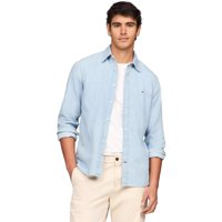 Camisa Tommy Hilfiger Para Hombre, Manga Larga, Oxford, Corte Regular