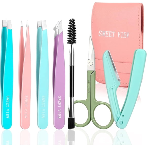 Kit Pinzas Cejas SWEET VIEW 7 Piezas Acero Inoxidable