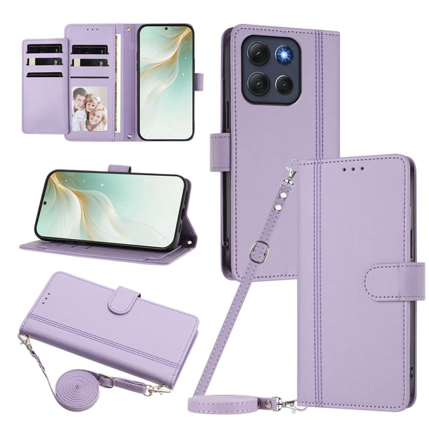 Funda Cartera para Motorola MOTO G86 con Bolsillo para Billetes, Morado Claro