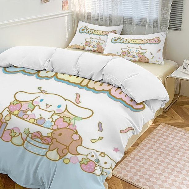 Cinnamoroll 3-Piece Twin Bed Set - Includes 1 Single Comforter And 2 Pillowcases Bedding - Fade Resistant Microfiber - Cinnamoroll