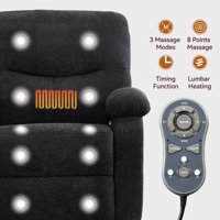 M&Ms - Hot Massage Manual Lounge Chair, With Rocker Arms And Rotating Fabric, With Cup Bucket, For Living Room, Black