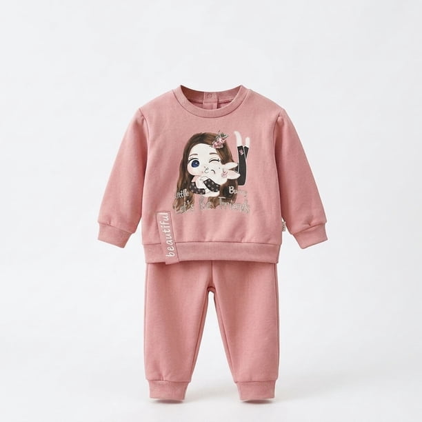 Conjunto De Buzo + Poleron Manga Larga Forradito Para Niñas Otoño Invierno