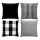 thumbnail image 1 of Xiao Hua Juego de Fundas de Almohada de 4 Piezas Estilo Farmhouse con Rayas a Cuadros en Blanco y Negro, Funda de Almohada Clásica, Funda de Cojín Decoración Del Hogar 18x18 Pulgadas, 1 of 4