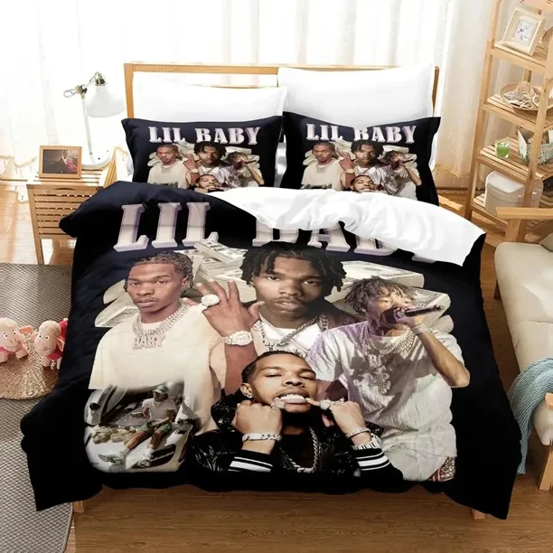 Rapper lil baby Bedding Set Boys Girls Size Duvet Cover Pillowcase Bed Kids Adult Fashion Home Textileextile Bed Sheets