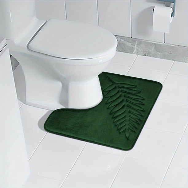 1pc Super Absorbent Memory Foam Bath Mat - Non-Slip U-Shape Rug for Shower and Toilet - Machine Washable Bathroom Decor and Accessory