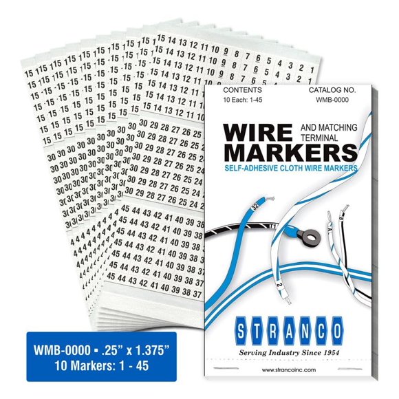Libro de marcadores para cables Stranco Premium numerados del 1 al 45 para gestión de cables