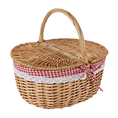 Ioensy - Cesta De Mimbre Para Picnic, Cesta De Mimbre Para Almacenamiento, Para Fiestas De Acampada En La Playa, Pequeña, Roja Y Blanca