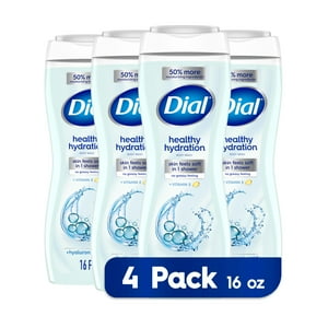 Gel De Baño Dial Healthy Hydration Con Ácido Hialurónico 480 Ml X 4