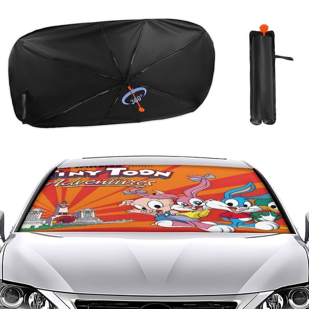Las Aventuras de los Tiny Toons Sombrilla Solar para Auto - Protector de Parabrisas Plegable | Cortina Solar Delantero | Bloqueo UV y Aislamiento de Calor 133x73cm
