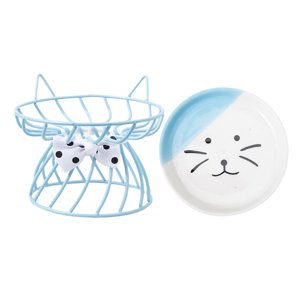 Ioensy - Cuenco De Cerámica Para Mascotas, Cuenco De Agua Para Comida De Mascotas, Comedero Elevado Para Gatos, Cuenco Para Perros Y Gatos, Azul