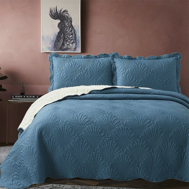 Quilt Sherpa Paris Liso Petróleo King Lider