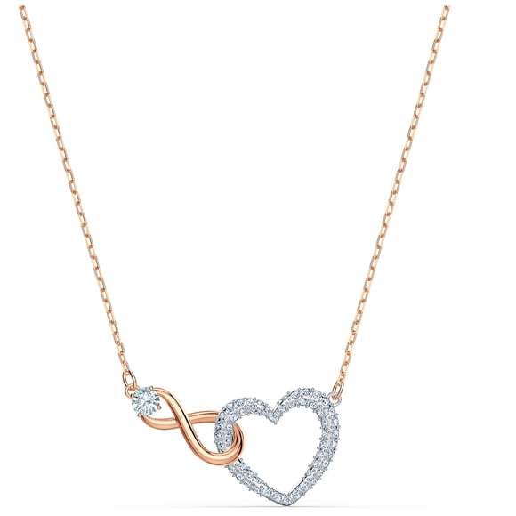 Collar Swarovski Infinity Heart White Mixed Metal Finish