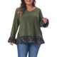 thumbnail image 1 of Agnes Orinda Conjuntos de Halloween Blusas Túnicas de Talla Grande para Mujer Tejido de Punto Acanalado con Parche Floral Volante en el Dobladillo Escote en V Manga Larga Blusa Casual 3X Verde Militar, 1 of 6
