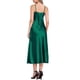 thumbnail image 3 of Vestido de satén CURVOSPORT para mujer, tirantes finos, escote en V, elegante vestido largo tipo slip XL verde oscuro, 3 of 6
