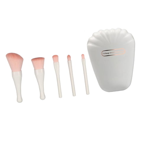 Magideal - Juego De 5 Brochas De Maquillaje, De Ojos En Polvo Multifuncional Con Espejo De Maquillaje, Con Caja De Almacenamiento, Brocha De Maquillaje De Blanco