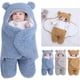 thumbnail image 1 of Manta De Felpa Para Recién Nacido Suave Manta Con Capucha Diseño De Piernas Abiertas Saco De Dormir De 0 A 3 Meses Azul, 1 of 7