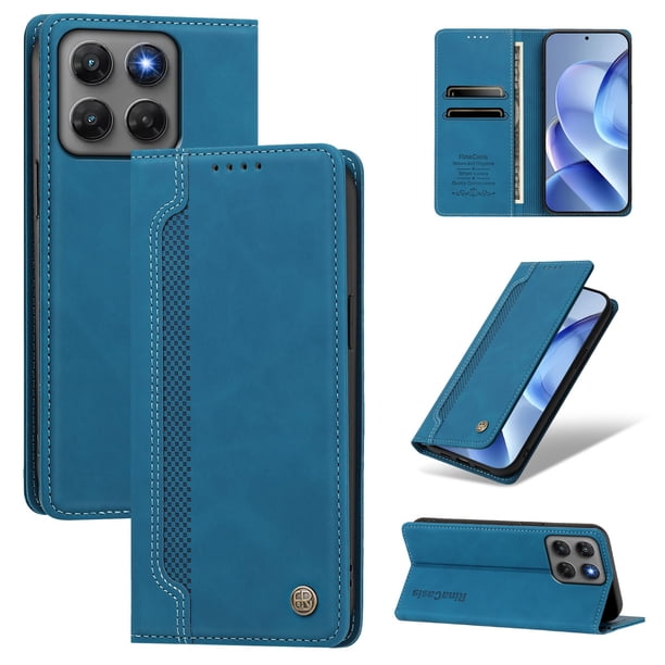 Funda Billetera para Motorola Moto G37/G37 Power Imán y Resistente Azul