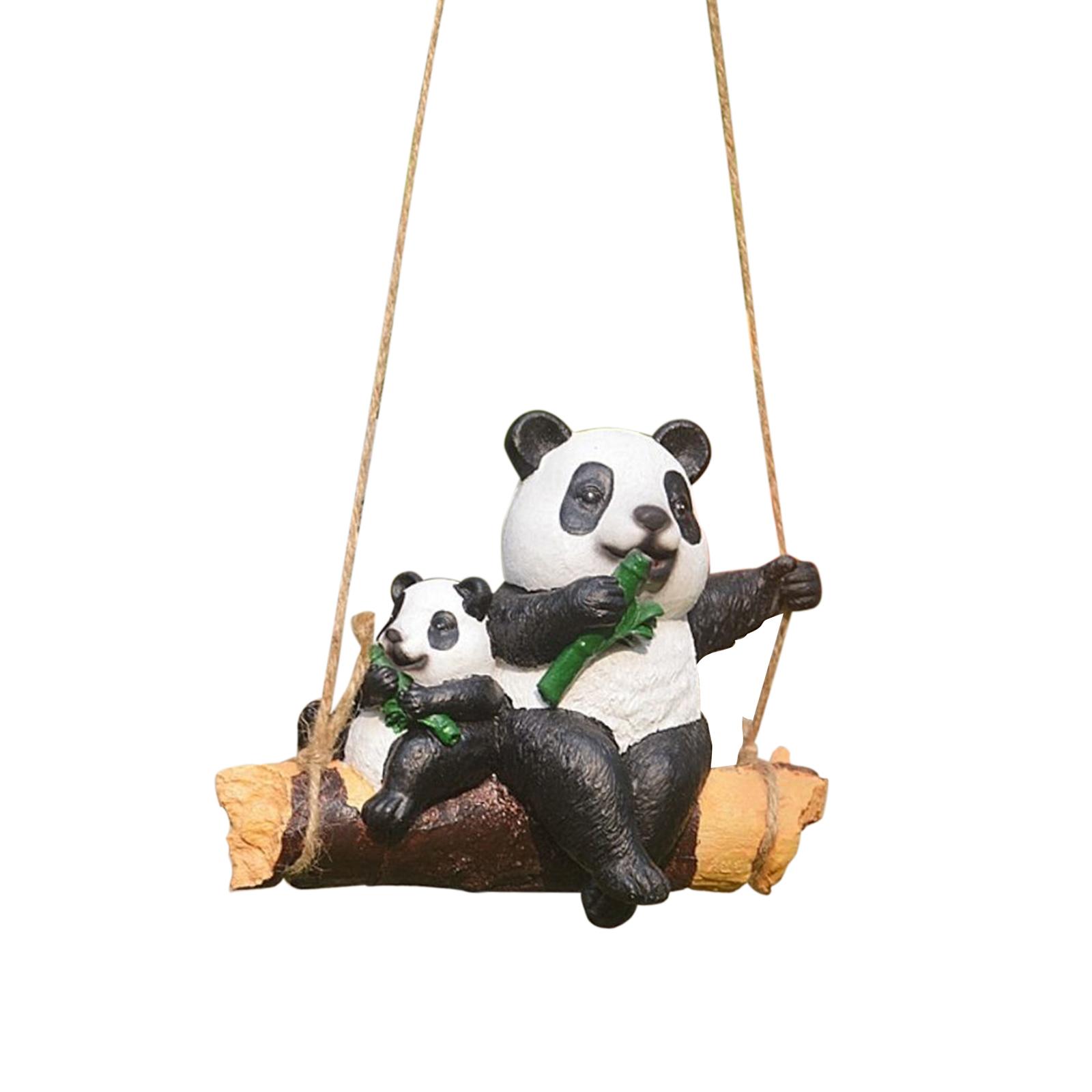 Magideal - Columpio Colgante Estatua De Animal Adorno Al Aire Libre Para Accesorios De Patio Amplia Aplicación Impermeable Regalo De Inauguración Decorativo Pint , Panda