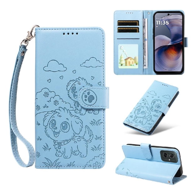 Funda Billetera FOXDOCK Compatible con Motorola Moto G55 5G, Diseño Perrito Tierno, Ranuras para Tarjetas y Soporte Plegable
