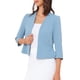 thumbnail image 4 of INSPIRE CHIC Elegante Blazer Corto para Mujeres Regreso a Clases Atuendo de Maestra Abierto al Frente Sin Cuello Manga 3/4 Chaqueta de Traje de Negocios Peplum XL Azul, 4 of 6