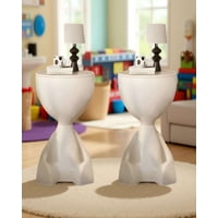 Todo Para El Hogar - Pack De 2 Mesas De Arrimo Escultural Blanco Invierno